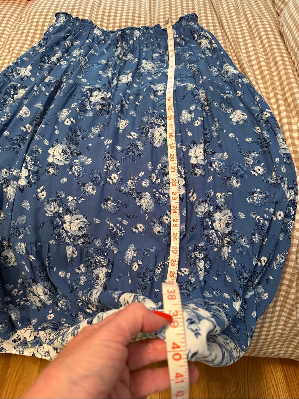 Blue Floral Tiered Maxi Skirt with Pockets - XL - Picture 10 of 10